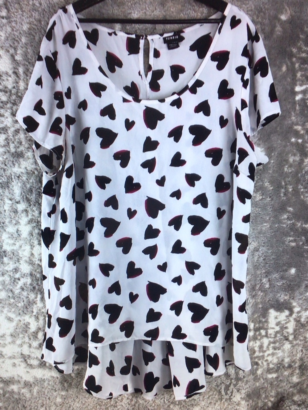 torrid White Blouse with Black and Pink Heart Print